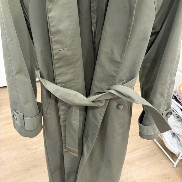 & Other Stories Stockholm Atelier Khaki Olive Green Trench Coat Womens Medium - Picture 10 of 16